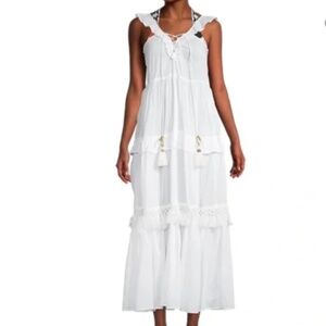 NWT True Destination Seashell Tassel Bohemian Tierd Maxi Dress